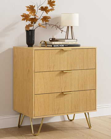 3 Drawer Dresser, 27.6" Modern Storage Dresser, Oak