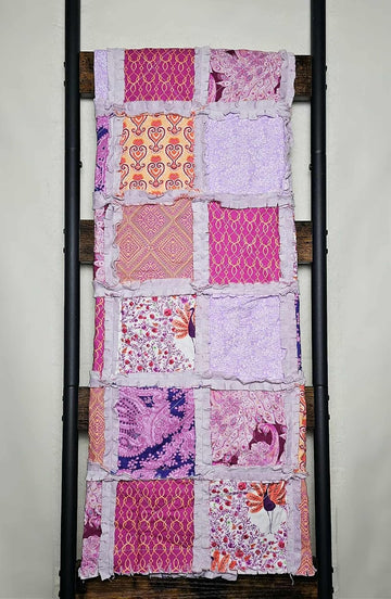 Patchwork Quilt, Quilt, Rag Quilt, Purple and Pink, Peacocks Crib Bedding, Minky Rag Quilt, Floral, Baby Bedding