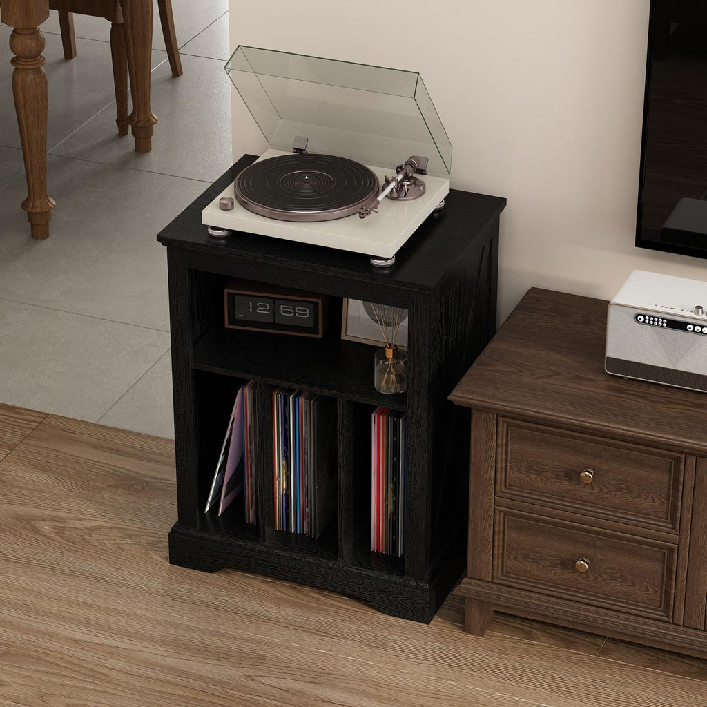 Large Farmhouse Record Player Stand, 31.5" Turntable Stand, Black