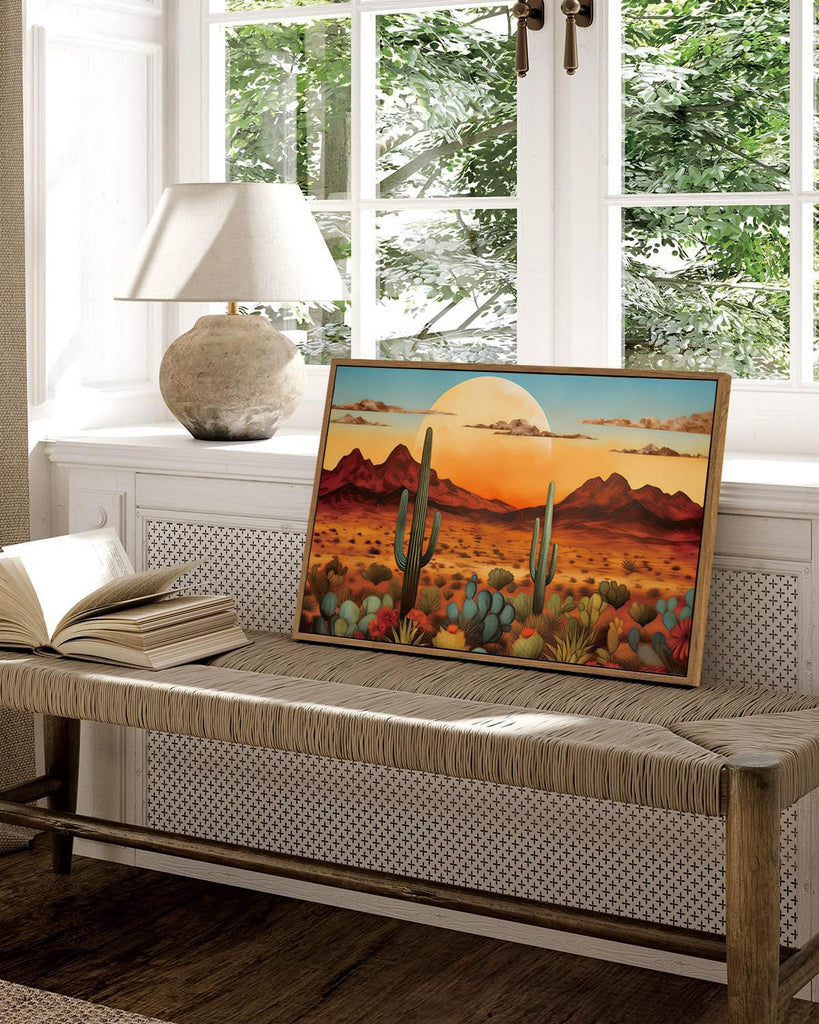 Framed Western Wall Art Desert Sunset Landscape Canvas Prints