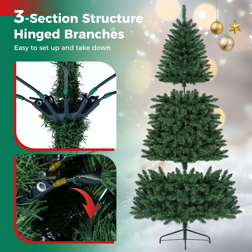 7 FT Artificial Pre-Lit Half Christmas Tree for Wall and Corner