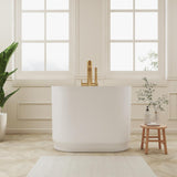 Solid Surface Japanese Soaking Tub, 39" Small Freestanding Bathtub, Stone Resin Deep Soak Stand Alone Tub for Small