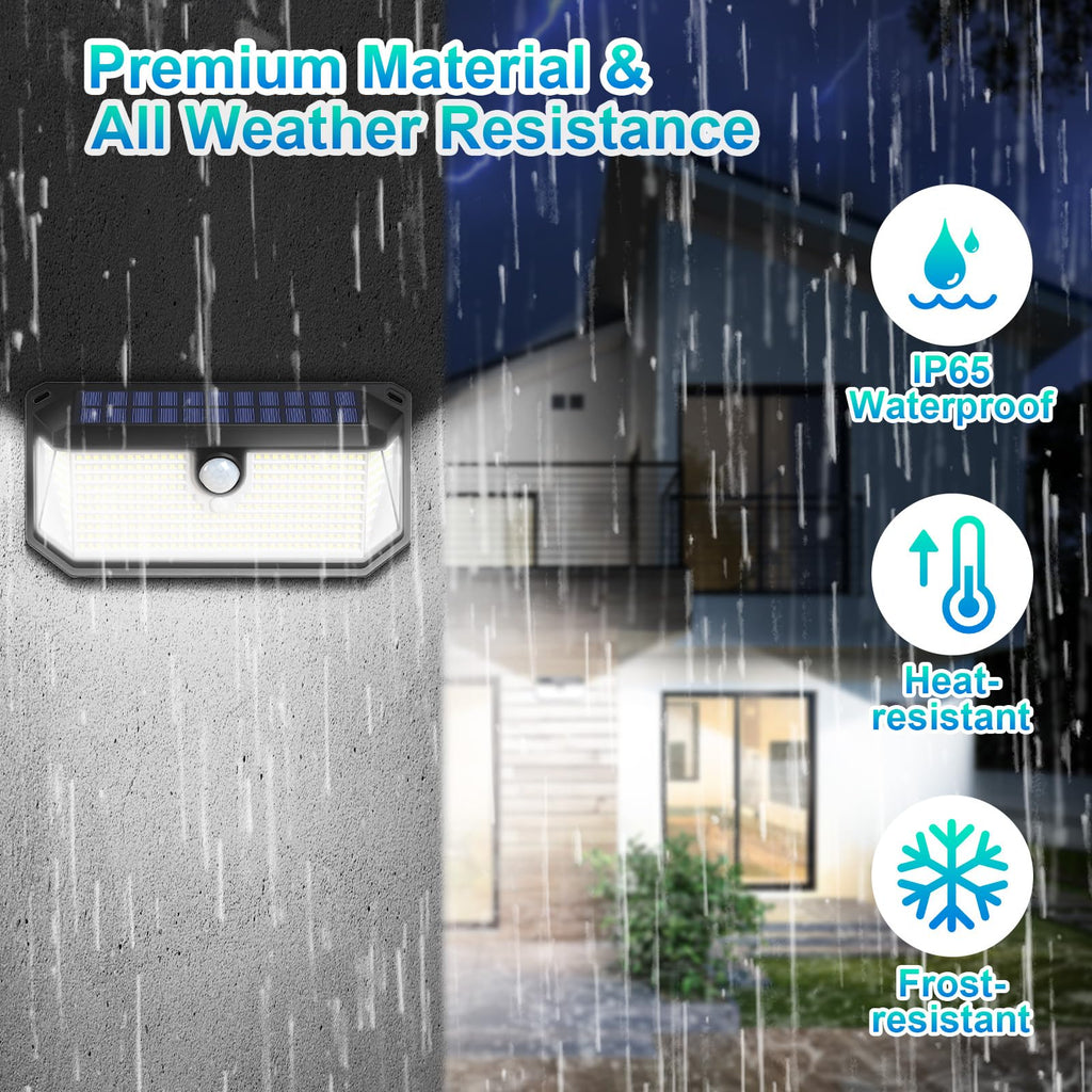 Solar Lights Outdoor Waterproof, 4-Pack Super Bright 388 LEDs Motion Sensor Security Lights with Lights Reflector and