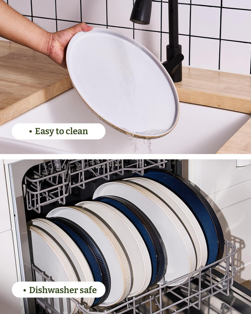 Large Serving Platters Set of 3 Sizes - Oval, Cappuccino White