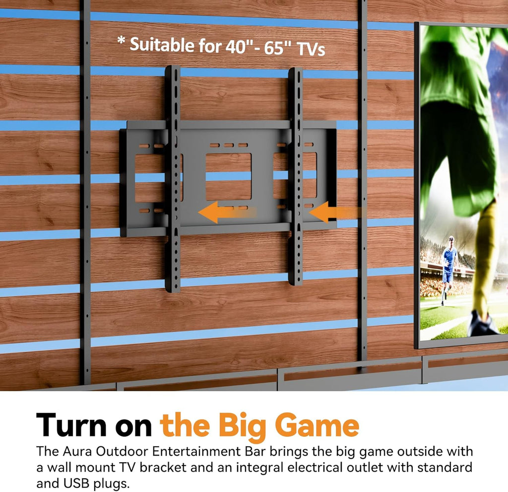 Modern Shade Cedar Wood Outdoor Bar with Shelves & Paper Towel Holder, Grill Gazebo with USB and USB-C Charging Ports