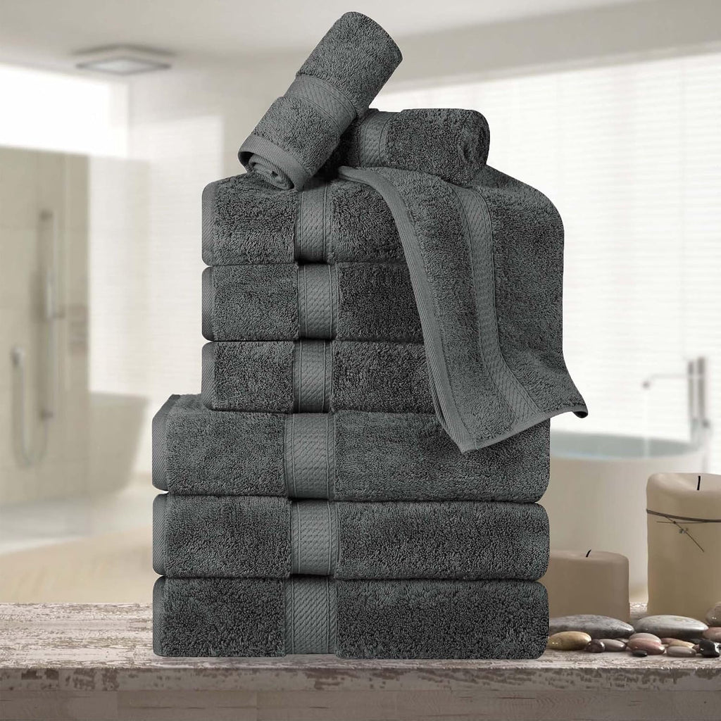 BNM Madeline Egyptian Cotton Heavyweight Towels, Ideal for Shower, Spa, Hotel, 800 GSM, Face/Washcloths, Hand Towels