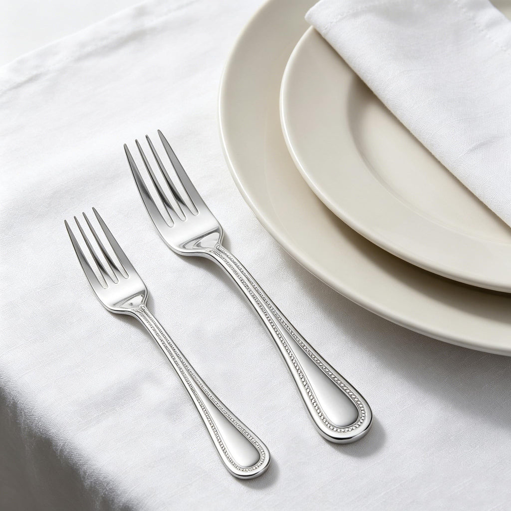 30-Piece Silverware Set, Stainless Steel Flatware Service for 6, Pearled Edge Tableware Cutlery Include