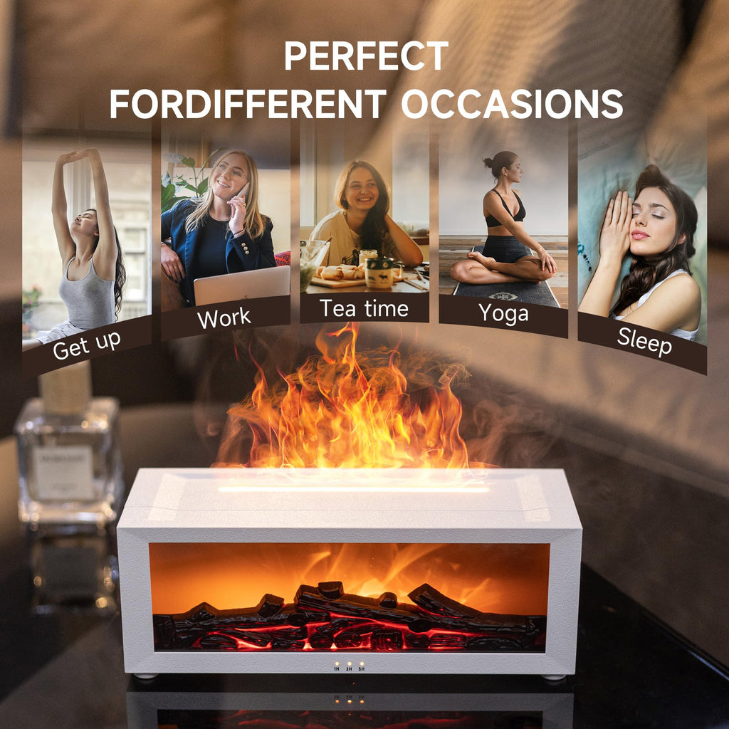 Fireplace Flame Essential Oil Diffuser Humidifier, Aromatherapy