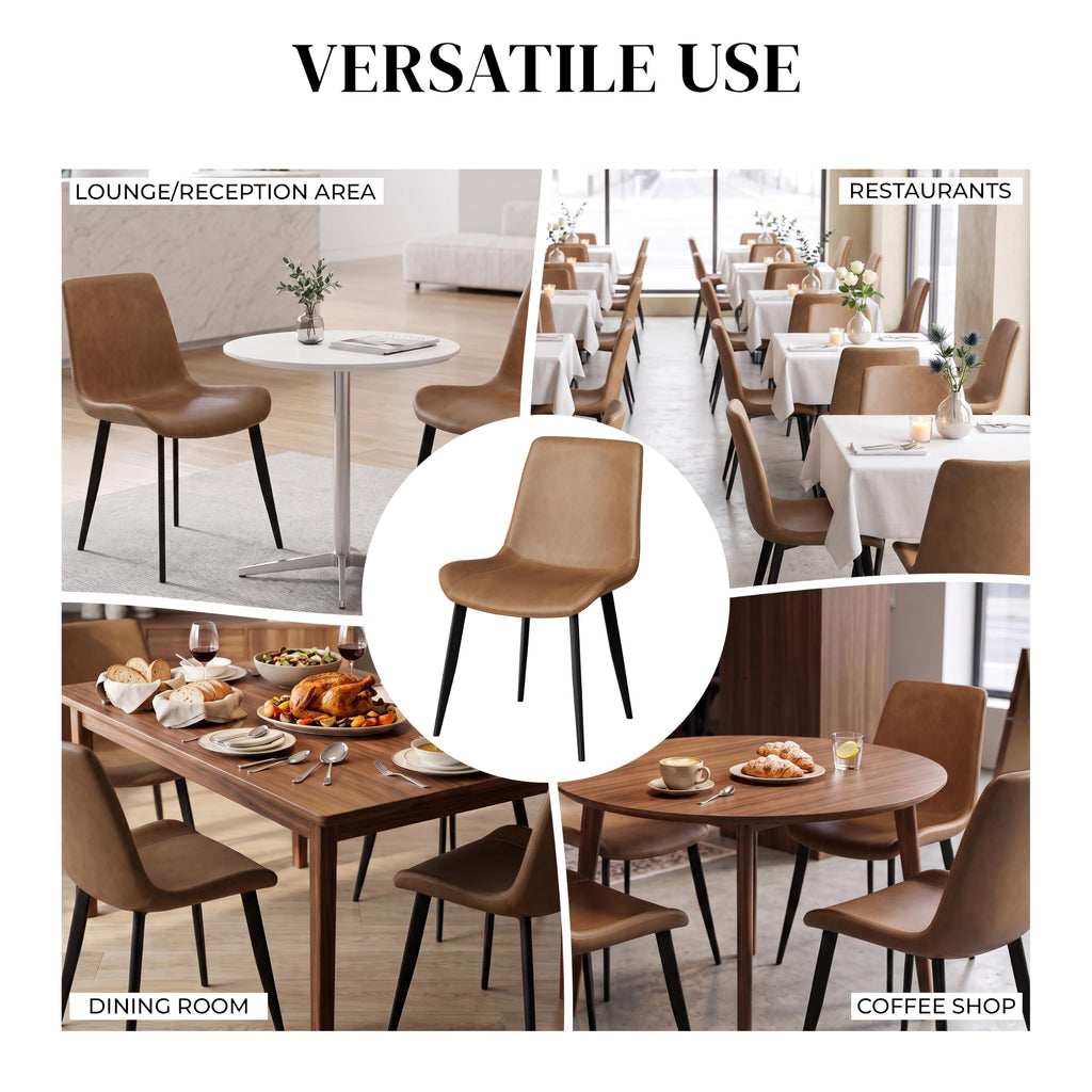 Dining Chairs, Modern PU Leather Dining Room Chair with Sturdy Metal Legs, Upholstered Seat Dinner Chairs Accent Side