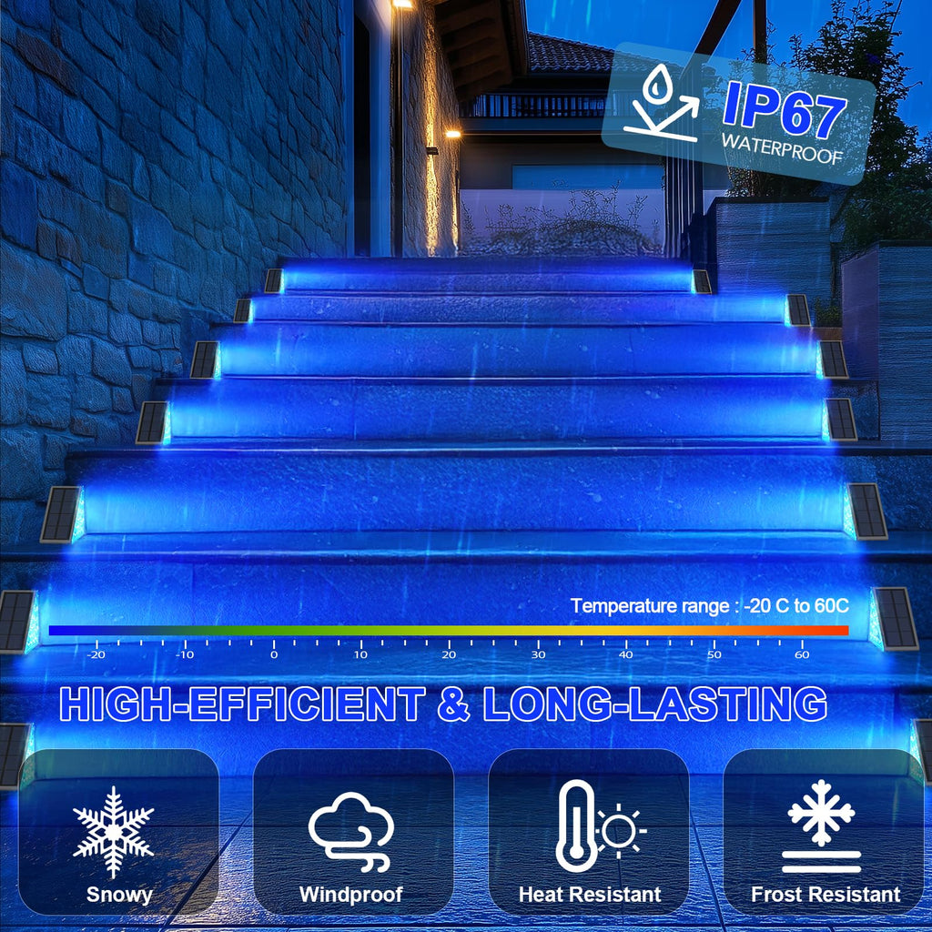 LED Solar Step Lights Waterproof Outdoor Stair Lights, Solar Deck Lights Outdoor Decor IP67 Solar Decoration Lights
