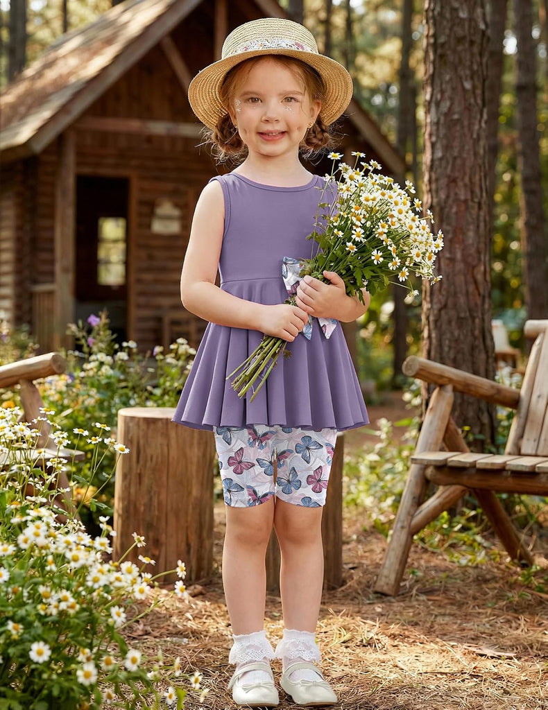 Toddler Girl Summer Clothes Sleeveless Top Dress Bike Shorts Set