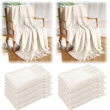 51" x 71" Knitted Throw Blankets with Tassel Soft Warm Rhombus Textured Blankets for Graduation Season Employee Gifts