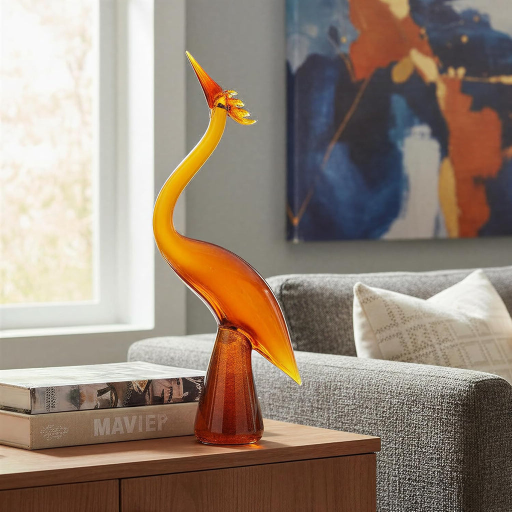 Hand-Blown Glass Crane
