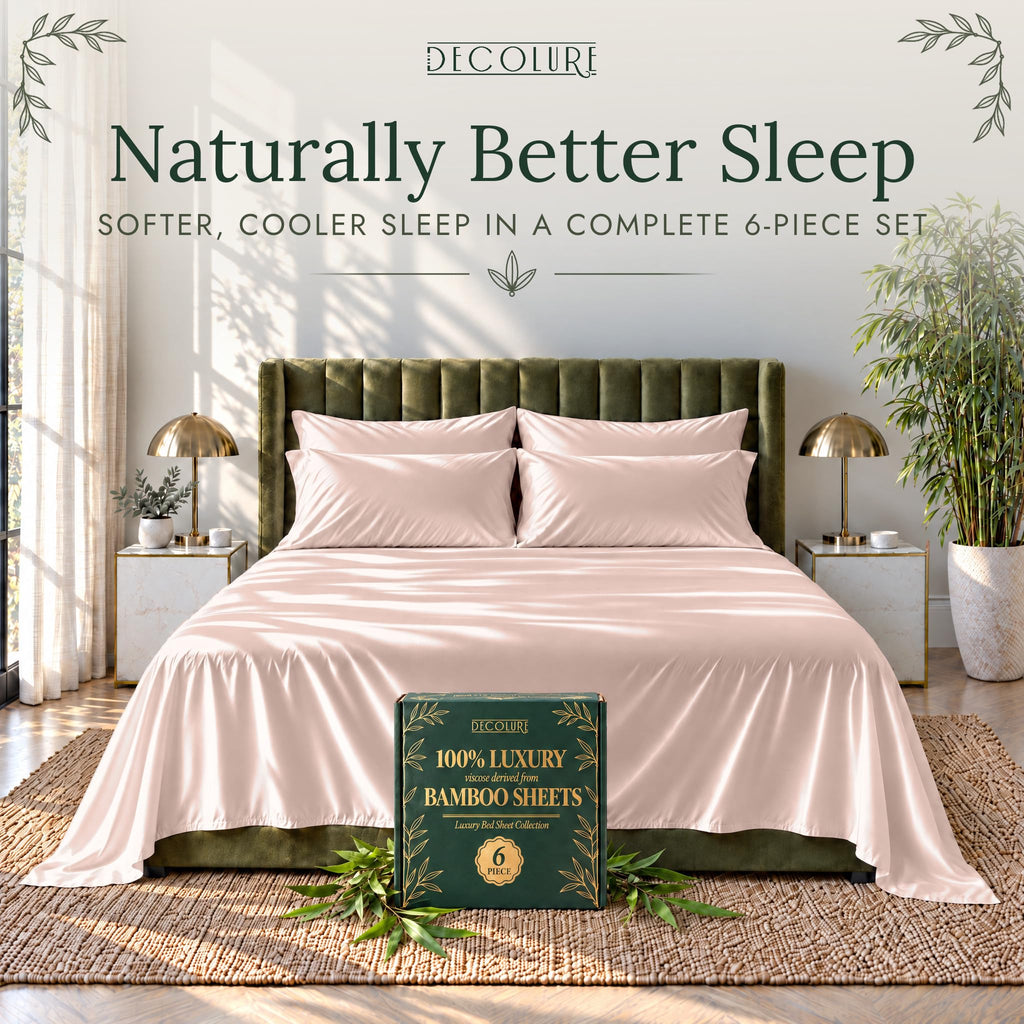 100% Viscose from Bamboo Sheets Queen Size | 6 Pc Cooling Bed Set