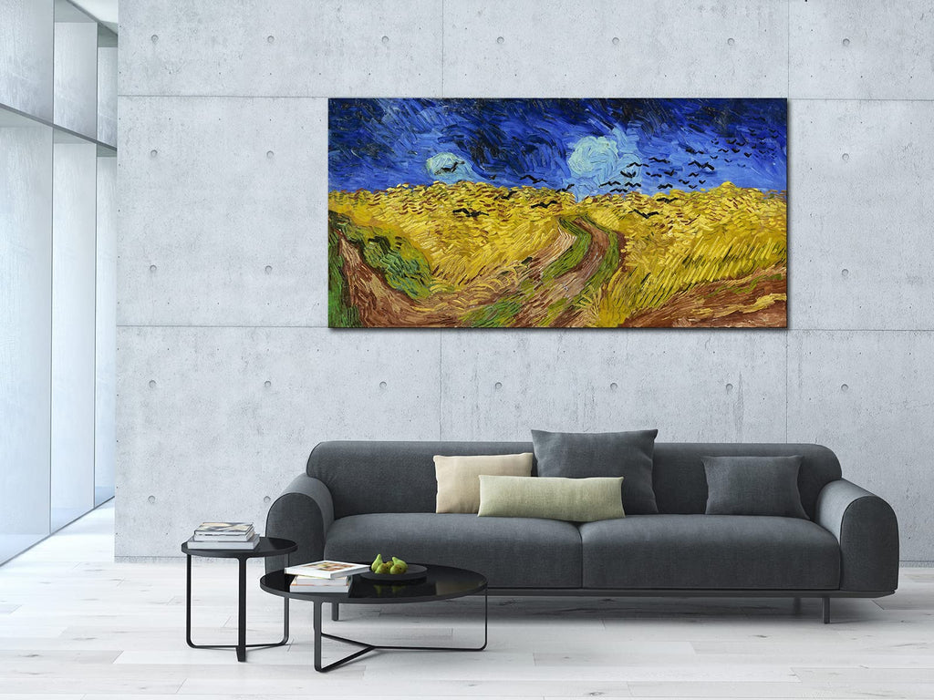 Vincent Van Gogh Canvas Wall Art, Wheatfield with Crows Famous Painting Print, Large Classic Artwork Picture Decor