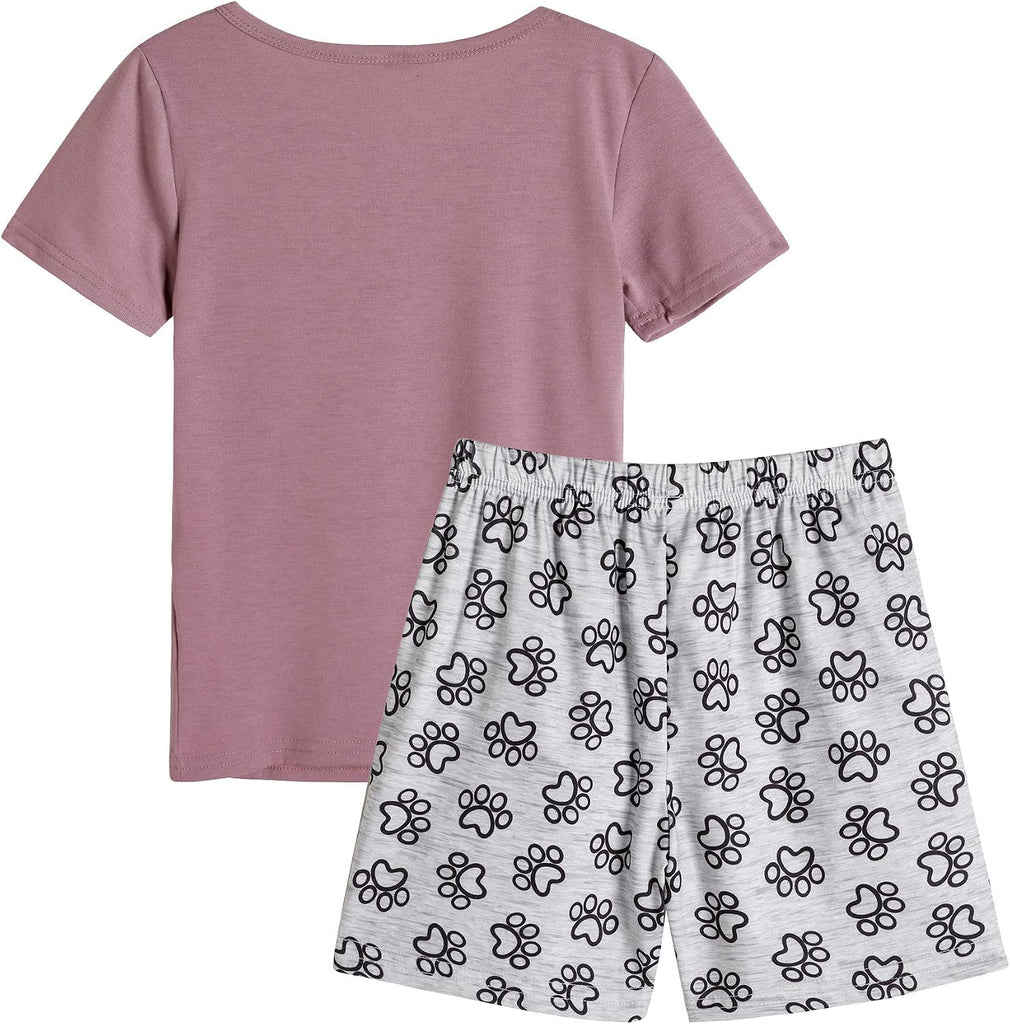 Big Girls Summer Pajama Shorts Sets Cute Sleepwear Nighty Cotton