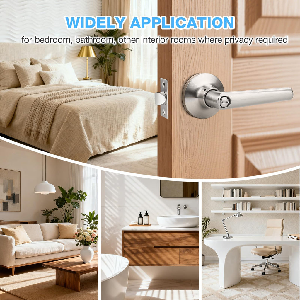 10 Pack Privacy Brushed Nickel Door Handles, Door Lever with Door Knobs Indoor , Heavy Duty Door Handles Interior