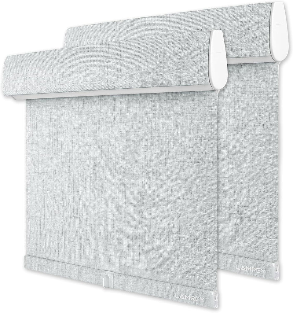 Cordless Blackout Roller Shades, 100% Light Blocking Linen W - Dove Gray