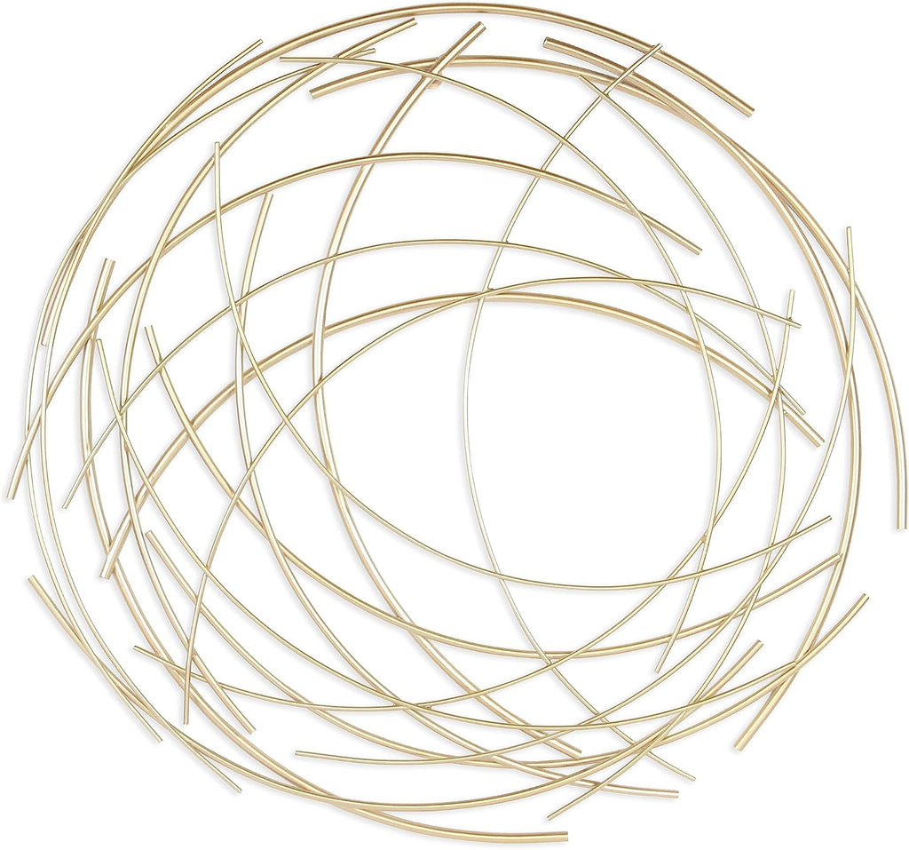 Denine Abstract Round Metal Wall Art - Handcrafted Modern 25" Gold Sculpture