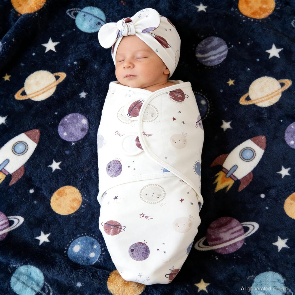 Pack Baby Swaddles for Newborns with Bow Hat for Girls Purple Set