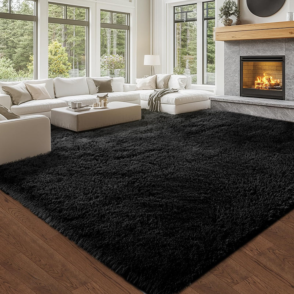 10x14 Black Carpet - Extra Large Shag Rug