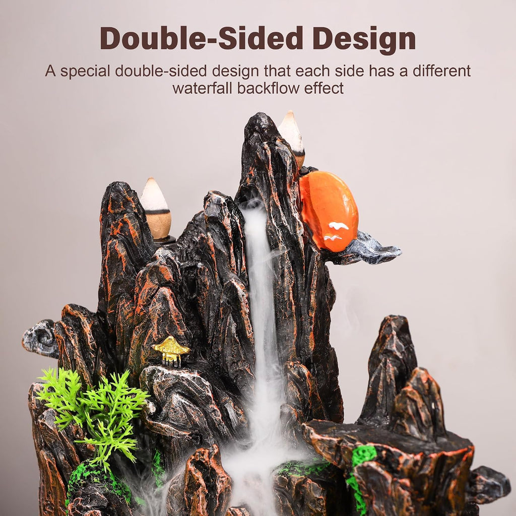 Large Backflow Incense Burner Resin Mountain Waterfall Incense Holder Smoked Fountain Aromatherapy Office Yoga Room - Set of 100