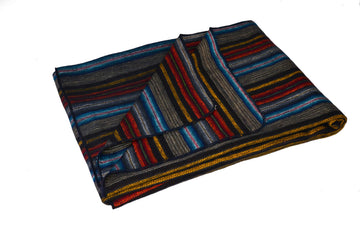 Land, Handmade Ecuadorean Alpaca Wool Small Blankets/Throws (Dark SM Stripe)