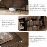 59" Buffet Cabinet with Drawers, Large Fluted Sideboard Buffet Storage Cabinet with Charging Station
