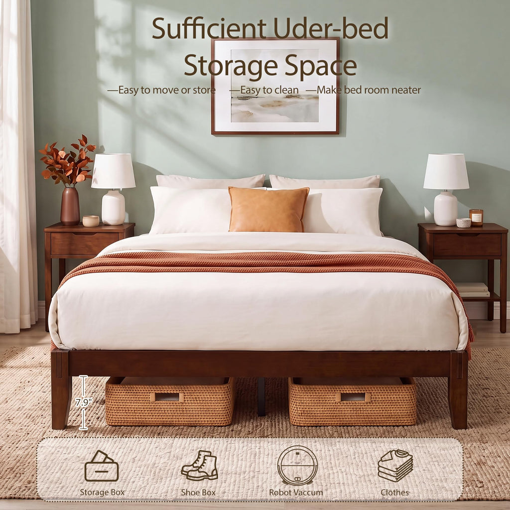 Bamboo Japanese Joinery Bed Frame, Queen Size Platform Bed Frame