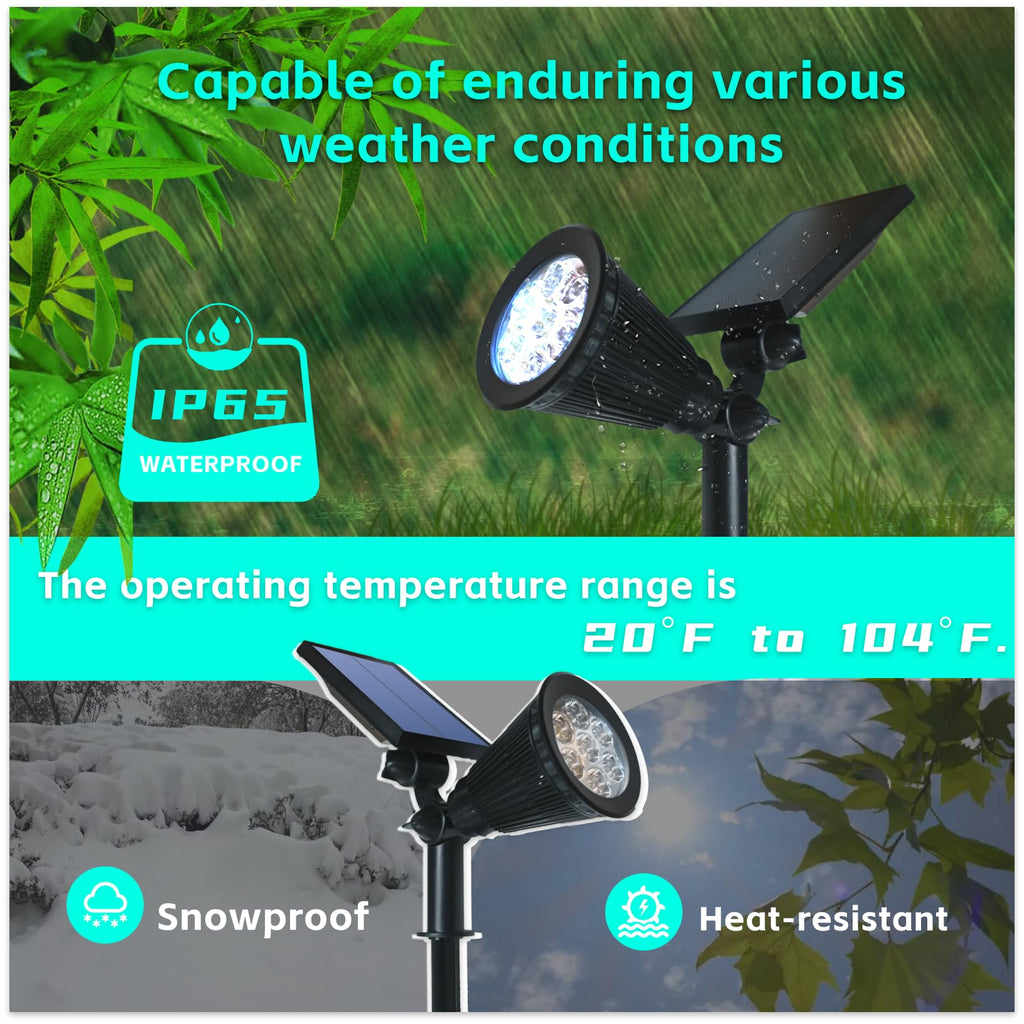 Solar Spot Lights Outdoor Color Changing, 8 Lighting Modes 2-in-1 Solar Lights Outdoor Waterproof, Auto On/Off