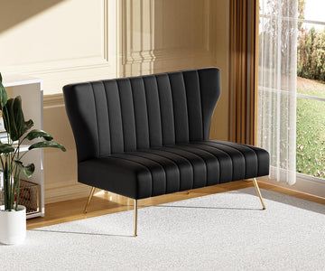 40'' Velvet Modern Armless Loveseat Bedroom, Upholstered Small Wingback Couch Sofa with Gold Metal Legs & 2 Seater