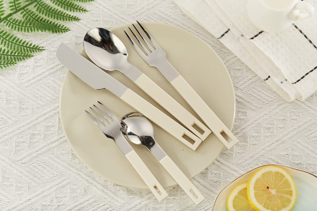 Silverware Set 20 Pieces Stainless Steel Cutlery Color Block Handle Modern Style Flatware - 4 x Dinner Knife; 4 x