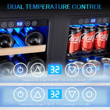 24 Inch Wine and Beverage Fridge, Wine Refrigerator Dual Zone Hold 20 Bottles an