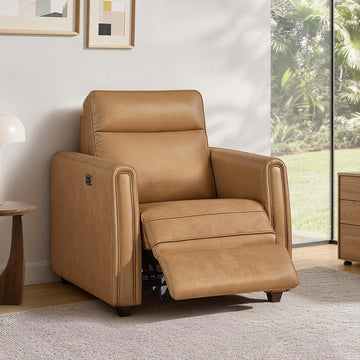 Zero Wall Power Recliner Chair, Wall Hugger Faux Leather Recliner Sofa with Comfortable Backrest, High Wood Leg USB &