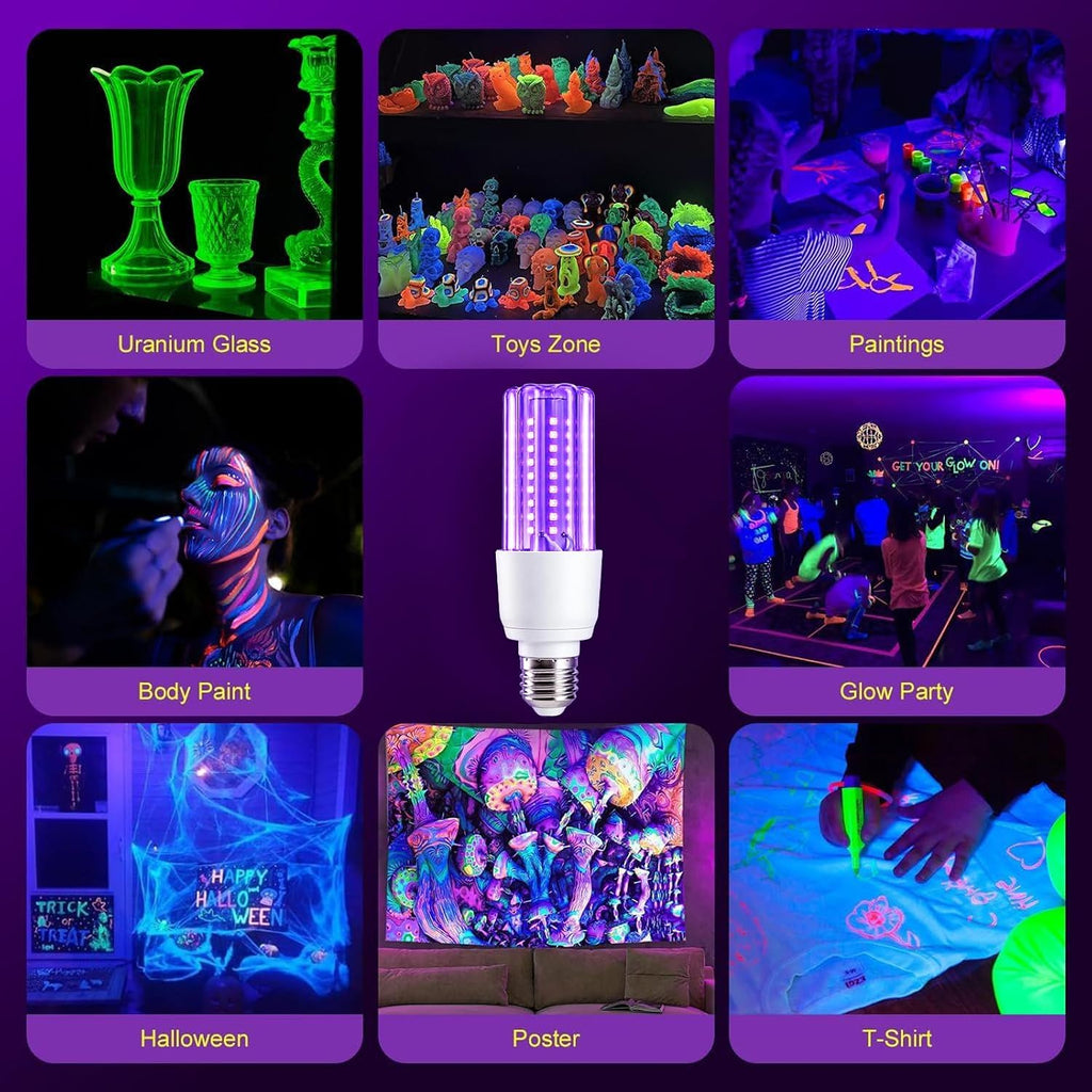 LED Black Light Bulbs,15W (120W Equivalent) E26 Base 395-400nm Wavelength