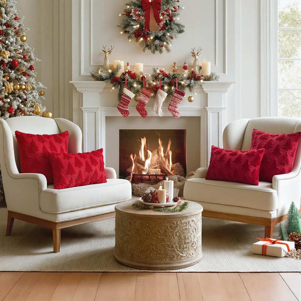 Christmas Pillow Covers Christmas Decorations 26x26 Burgundy Red