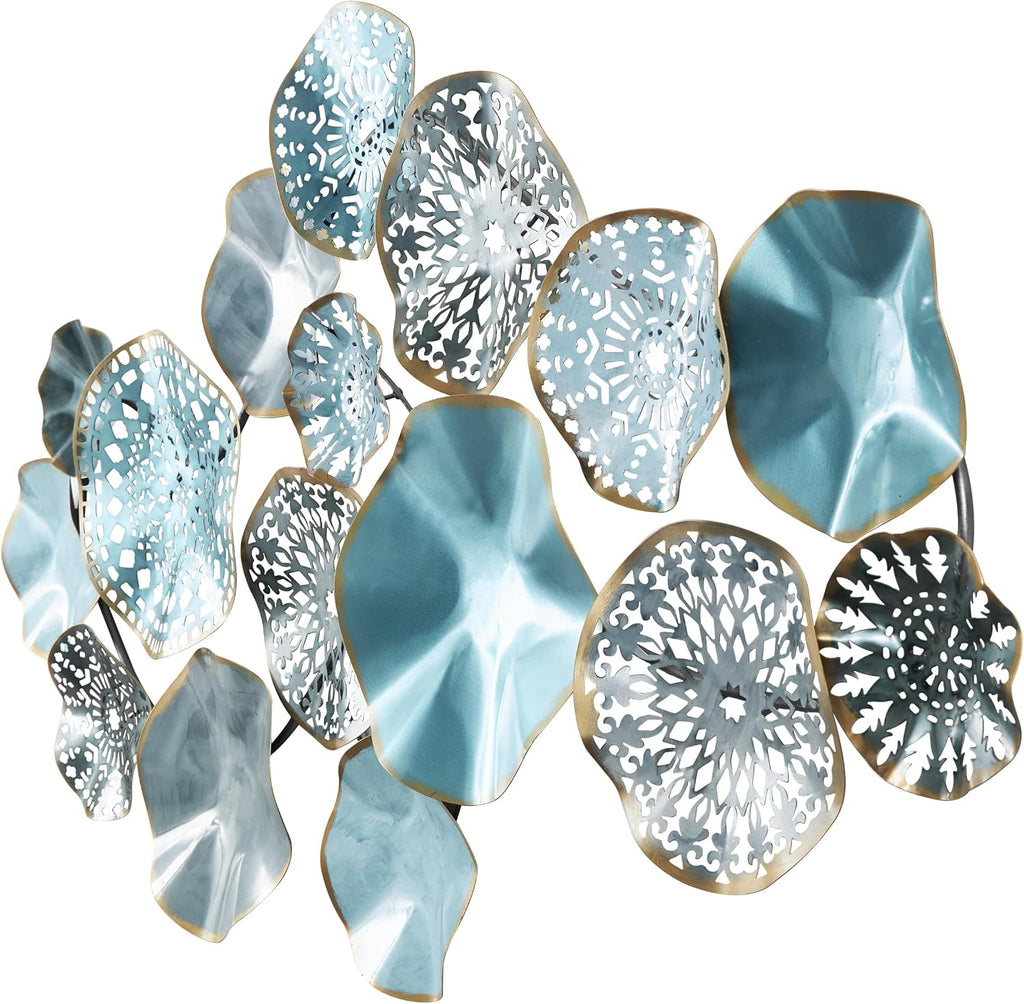 Metal Plate Home Wall Decor 3D Overlapping Discs Wall Sculpture, Wall Art 50" x 3" x 25", Multi Colored