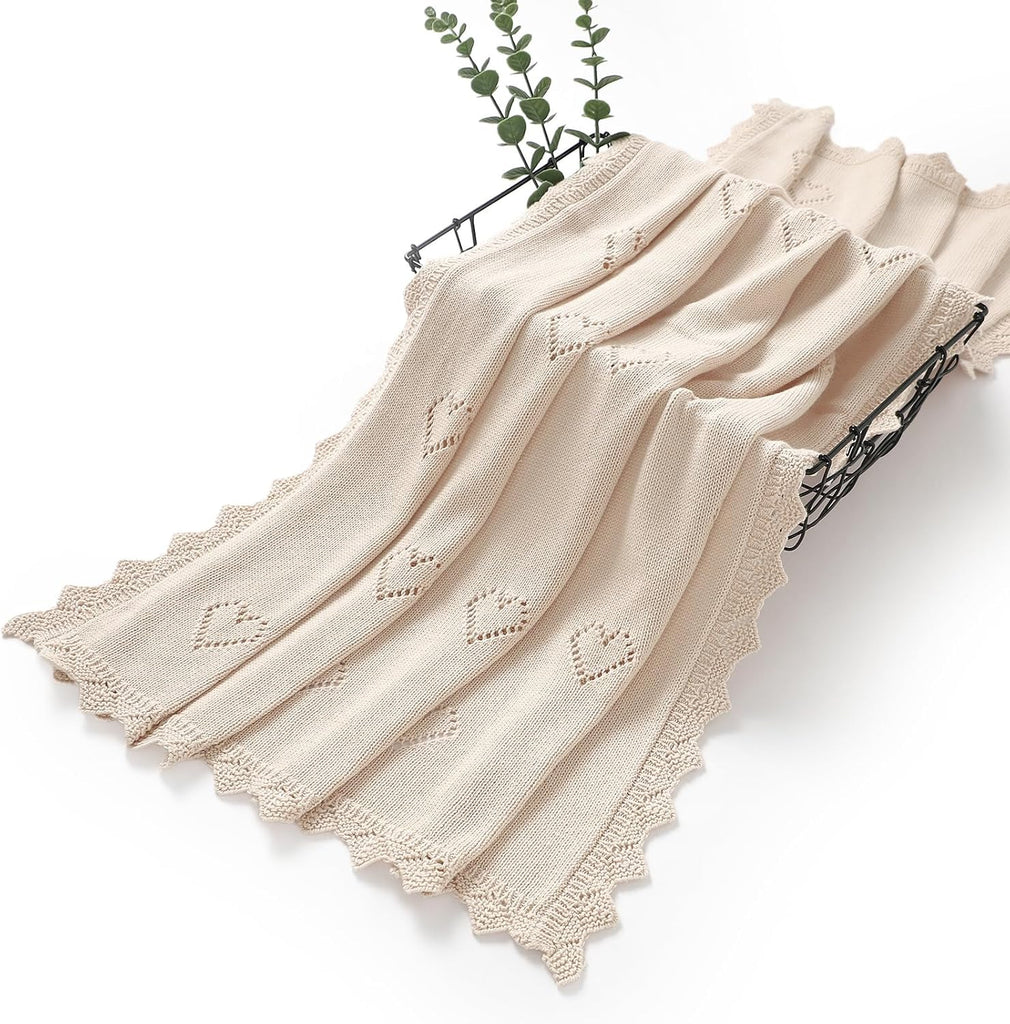 Blanket Cotton Crochet Newborn Neutral Nursery Swaddling Blankets Knit