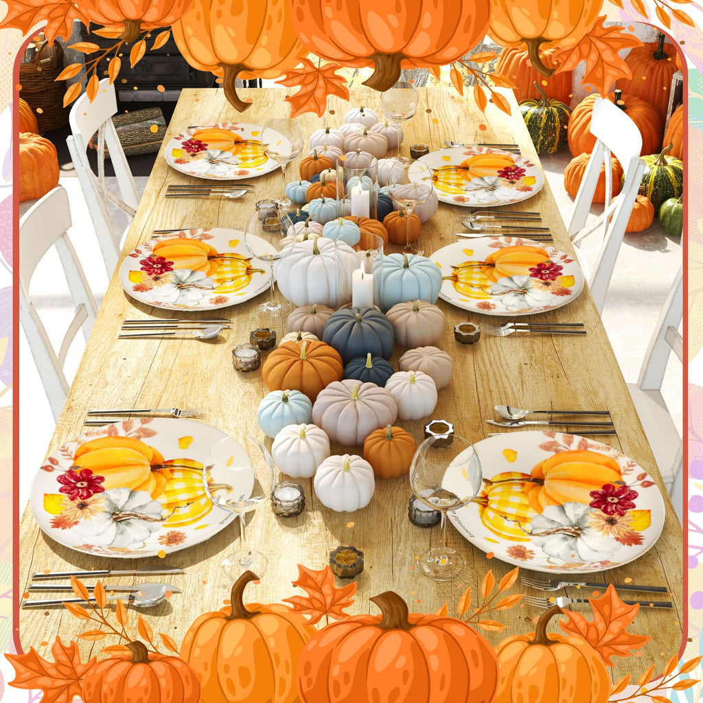 4 Pc Thanksgiving Dinner Plate Ceramic Plate, Classic Pattern
