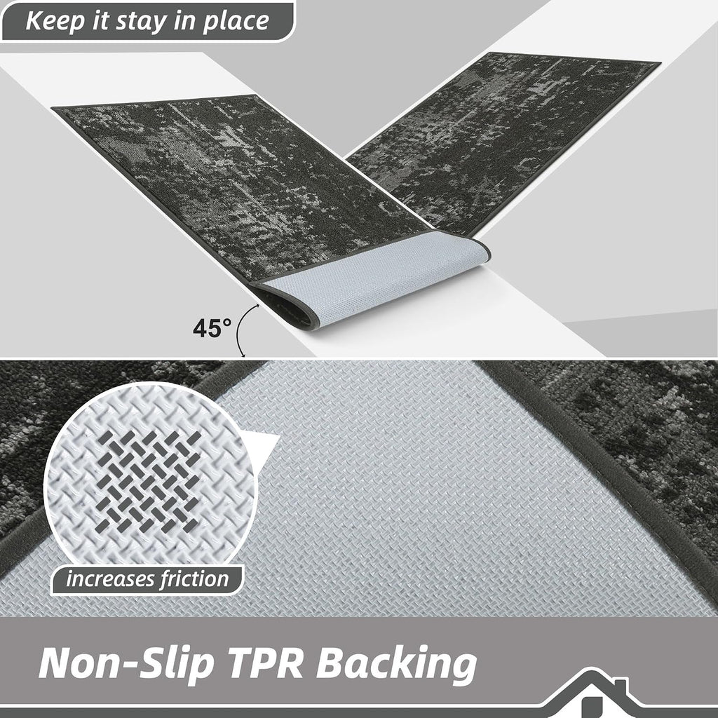 Door Mat Indoor Entrance Dirt Trapper Washable, 24x36in, Dark Grey | Dirt & Moisture Trap Absorbent, Non-Slip TPR