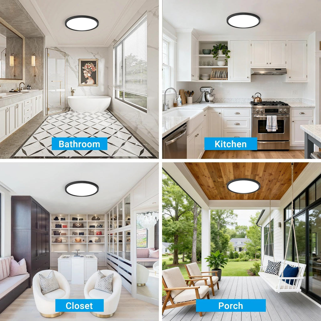 8 Pack LED Flush Mount Ceiling Light, 12Inch 24W, 3000K/3500K/4000K/5000K/6500K 5 Color Temperatures Ceiling Light