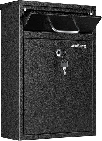 Wall Mount Mailbox Theft Heavy Duty Locking Mailbox, Large Mailbox with Key Lock, Security Mail Box, Safe Key Drop Box