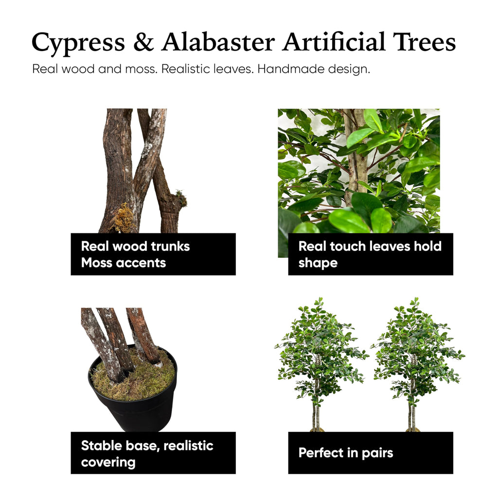 Handmade 5ft Italian Black Olive Artificial Tree with Ethically Sourced Real Wood Trunks, Hypoallergenic, 5-Foot