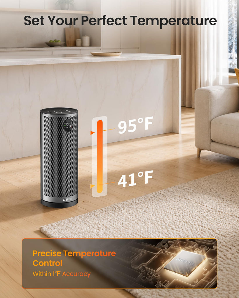 Space Heater for Indoor Use, Portable Heaters with 75° Oscillation