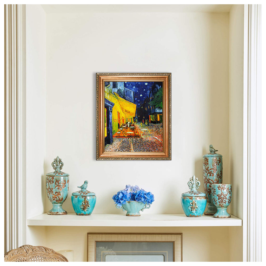 Café Terrace at Night by Vincent Van Gogh.Framed Size:24.5x20.5 inches, Image Size:20x16 inches World Classic