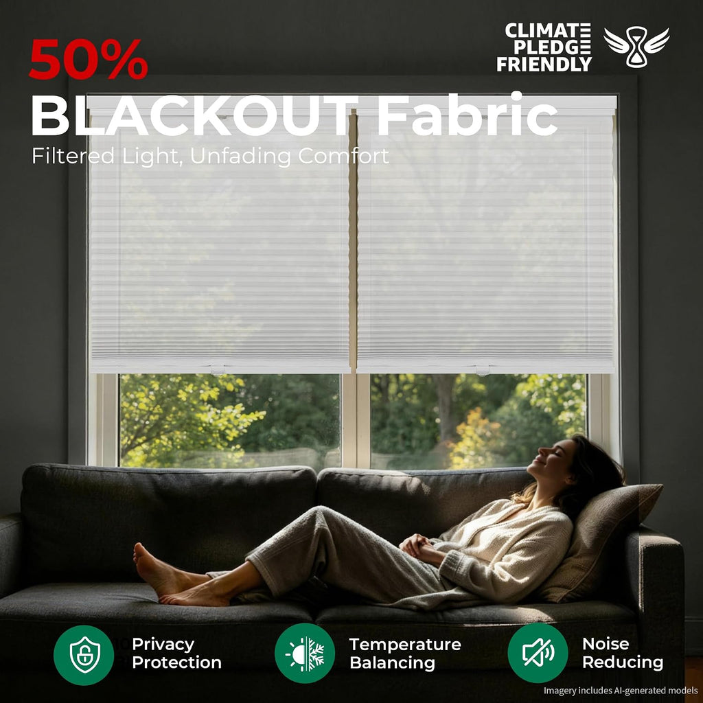 Top Down Bottom Up Cordless Cellular Shades,Thermal Insulation Honeycomb Blinds Windows,(Clear White,21"x48")