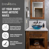 Eden Bath Caribbean Wave Round Glass Sink Bowl Bathroom Vessel Sink for Vanity Top