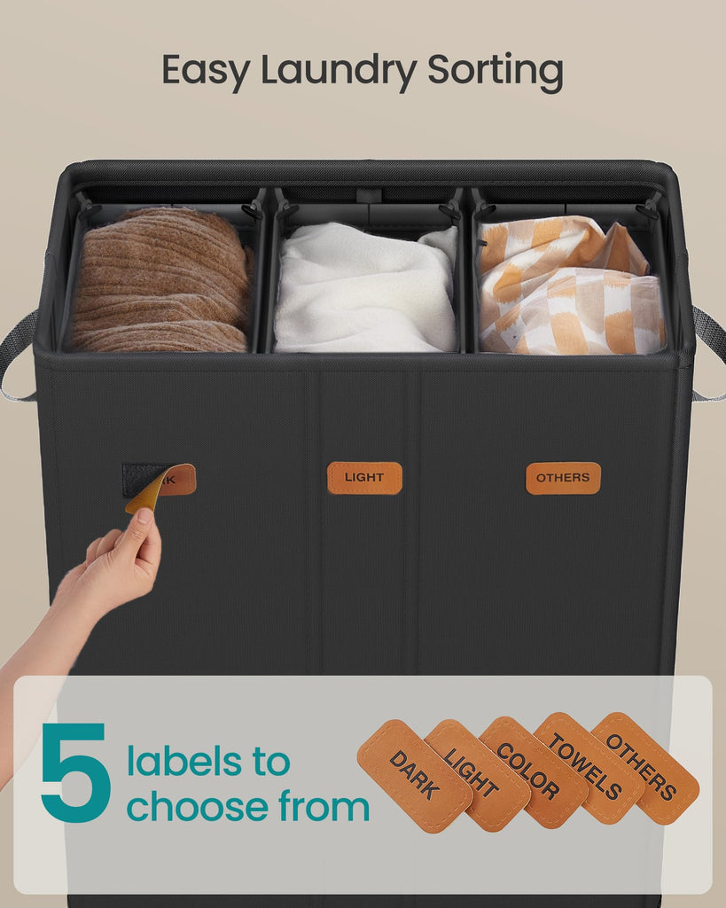 160L Laundry Hamper, 4-Compartment Laundry Sorter with Lid