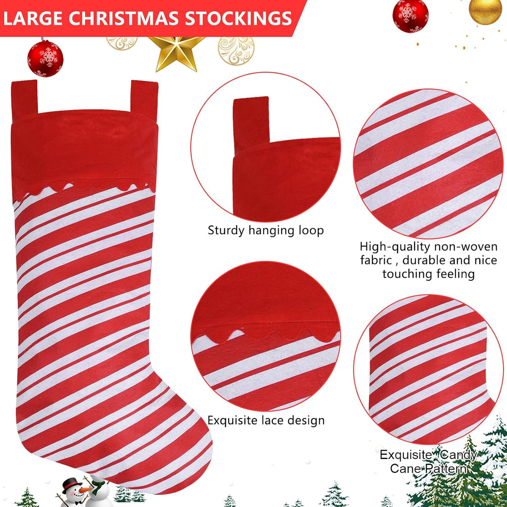 Jumbo Candy Cane Christmas Stockings 38 Inches Felt Xmas Stockings - Set of 2