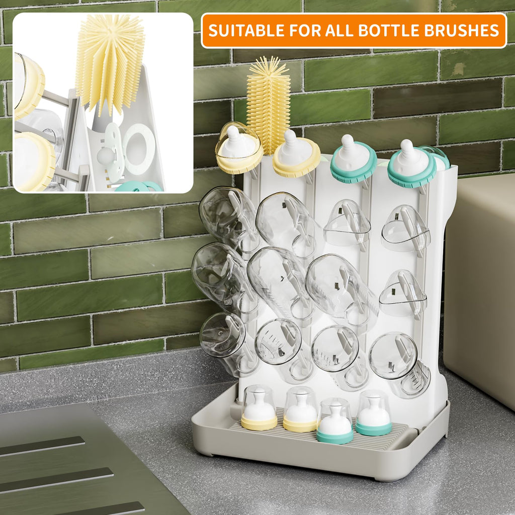 Vertical Baby Bottle Drying Rack,Space Saving Countertop Baby Drying Rack for Bottles,Large Baby Bottle Station